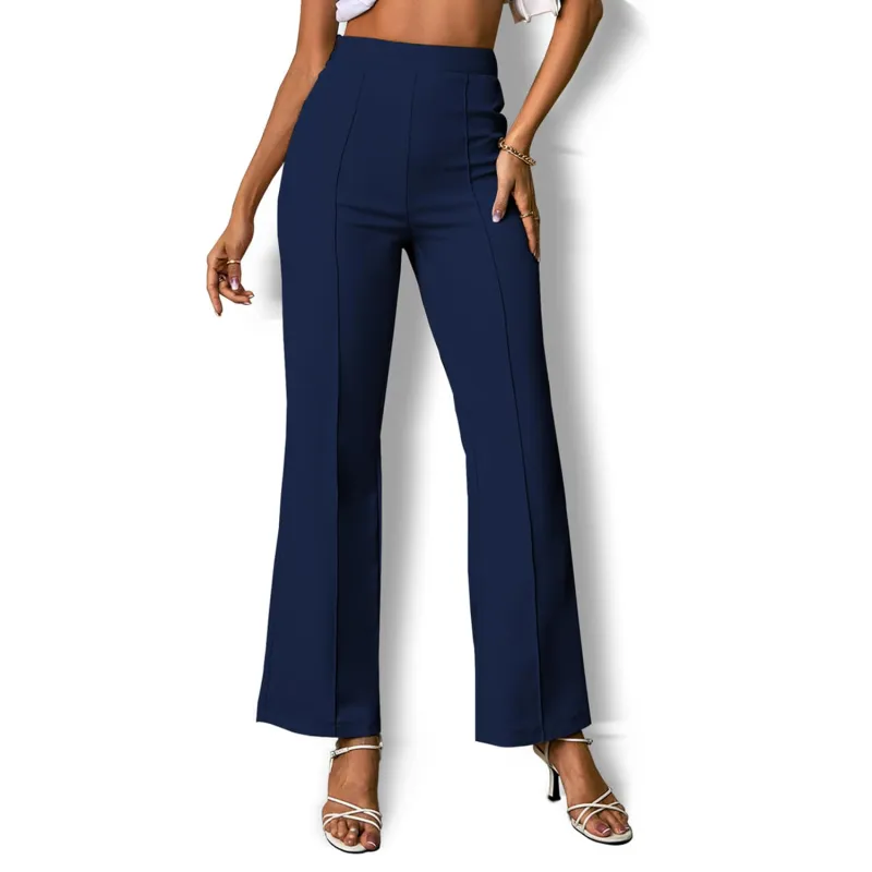 Dark Blue Elastic Waist Bootcut Pants sold by Zulily
