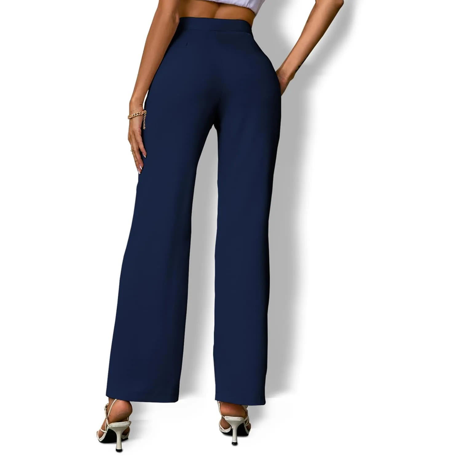 Dark Blue Elastic Waist Bootcut Pants sold by Zulily product image thumbnail 2