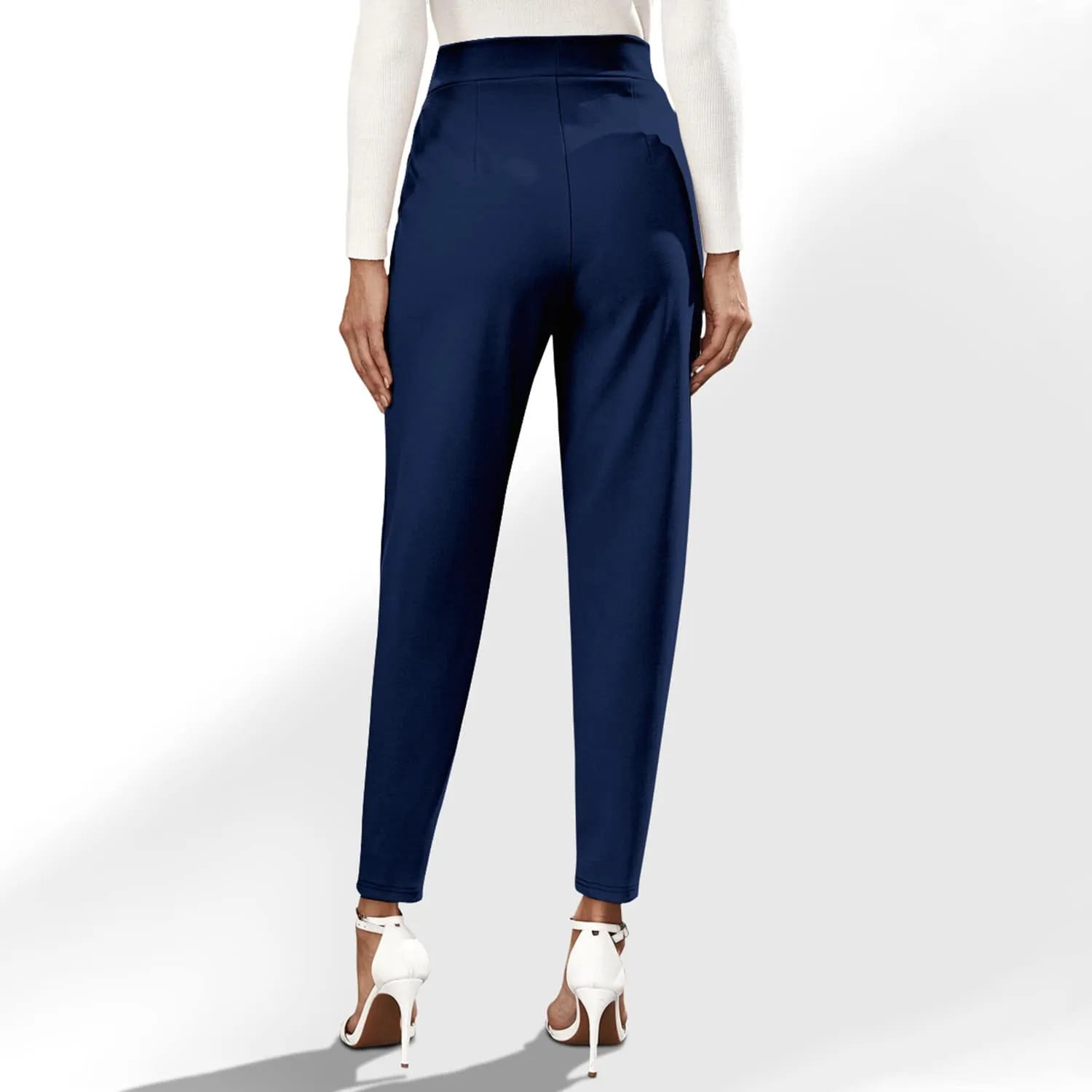 Dark Blue Pocketed High Waist Straight Pants sold by Zulily product image thumbnail 2