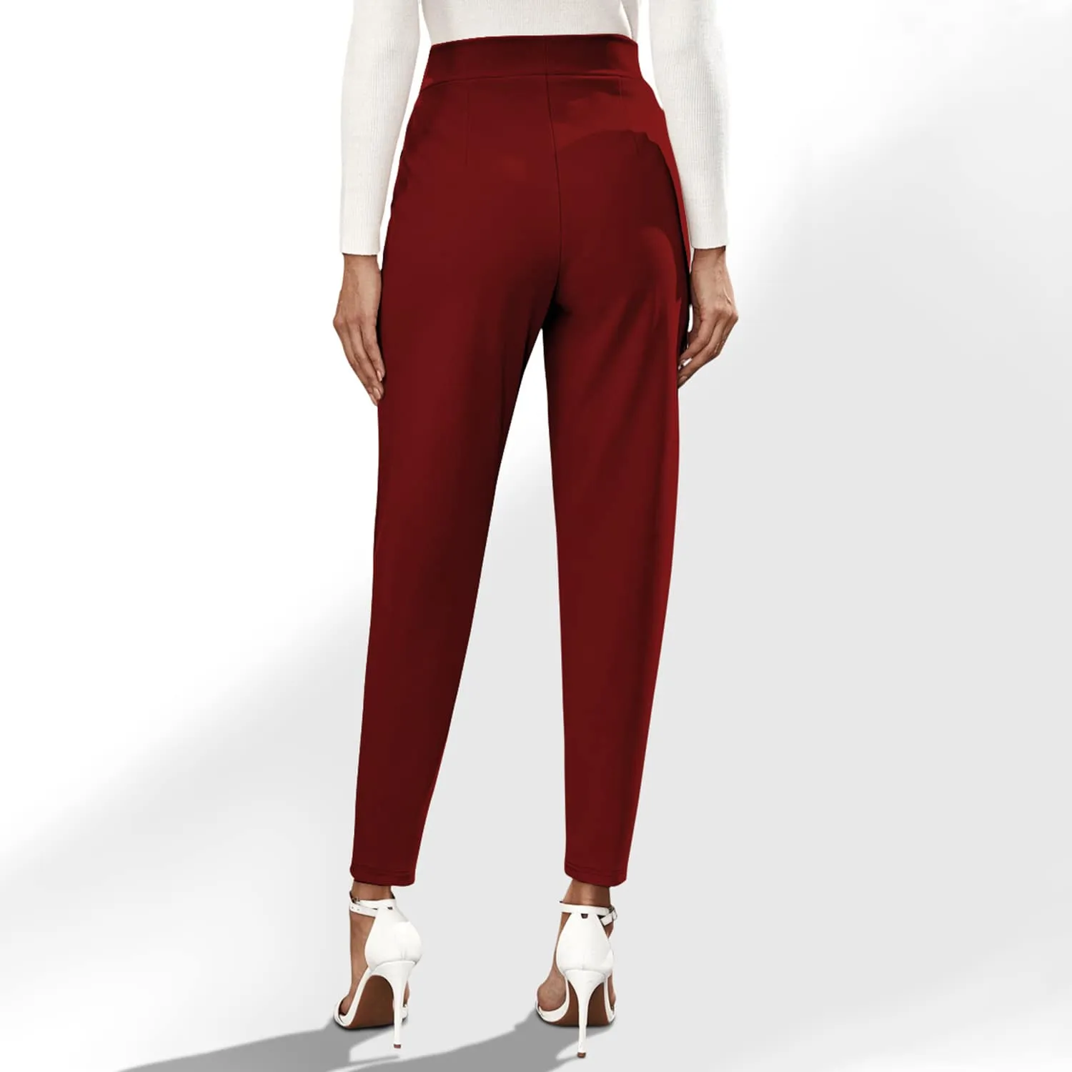 Red Pocketed High Waist Straight Pants sold by Zulily product image thumbnail 2