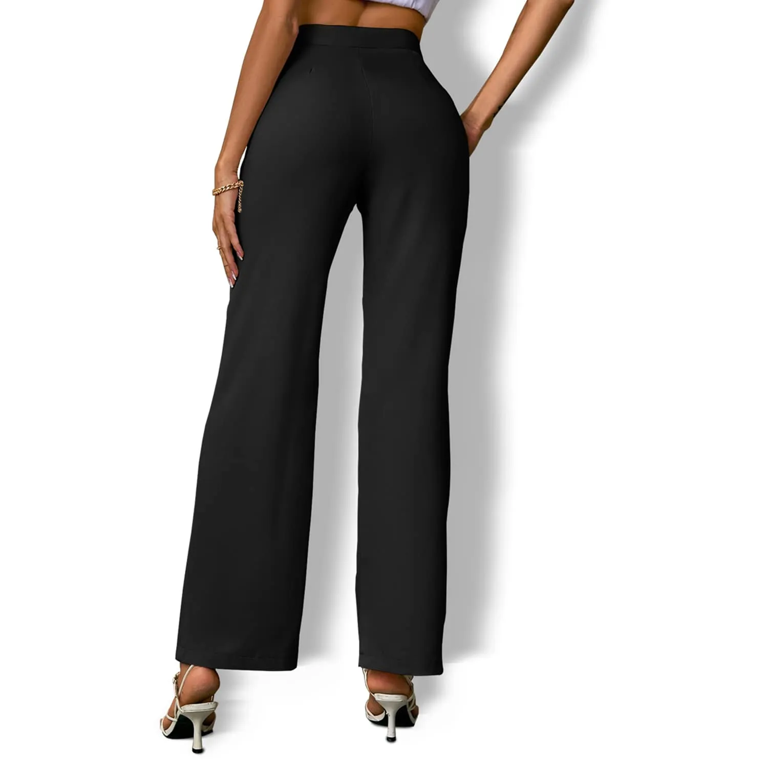 Black Elastic Waist Bootcut Pants sold by Zulily product image thumbnail 2