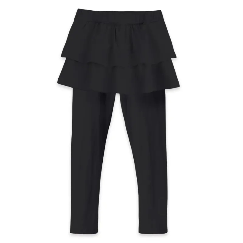 Black Double-Ruffle Skirted Leggings sold by Zulily