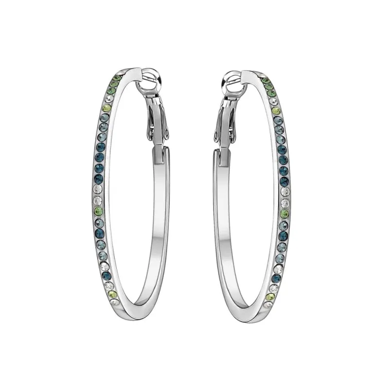 Blue Green Swarovski Crystal Earrings – Crystal Pave Mixed Colour Hoop Earrings sold by Zulily