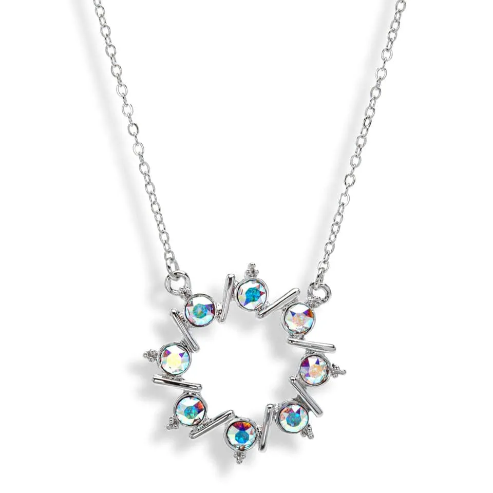 Aurora Borealis Swarovski Crystal Necklace – Dainty Crystal Wreath Pendant Necklace sold by Zulily