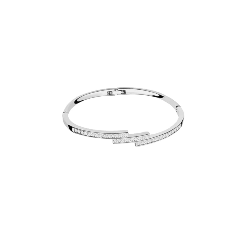 Clear Swarovski Crystal Jewelry – Sterling Silver Hinge Bangle With Swarovski Crystals sold by Zulily