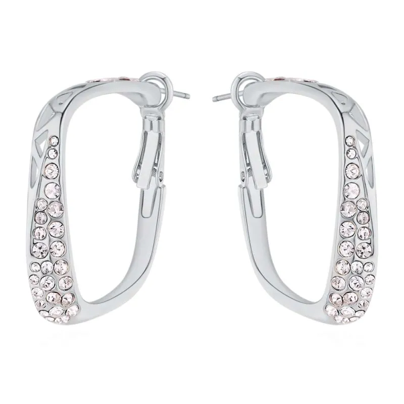 Clear Swarovski Crystal Earrings – Clear Swarovski Crystal Rectangular Hoop Earrings sold by Zulily
