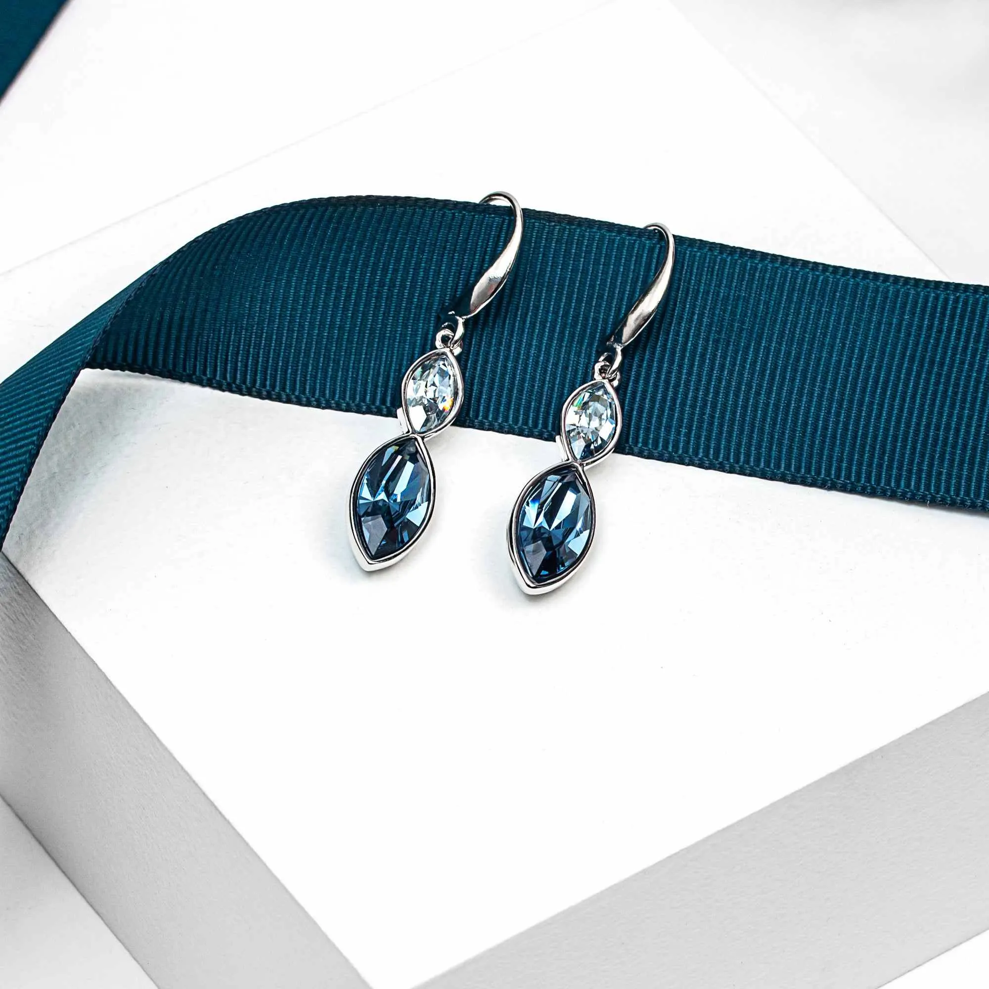 Denim Mix Swarovski Crystal Earrings – Dual Crystal Marquis Drop Earrings sold by Zulily