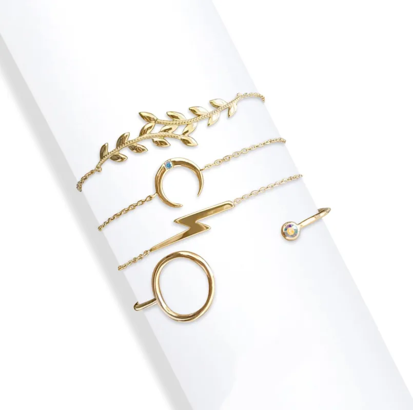 Gold Ab Lightning & Moon Swarovski Crystal Bracelet – Set Of 4 Bracelets Bangles sold by Zulily