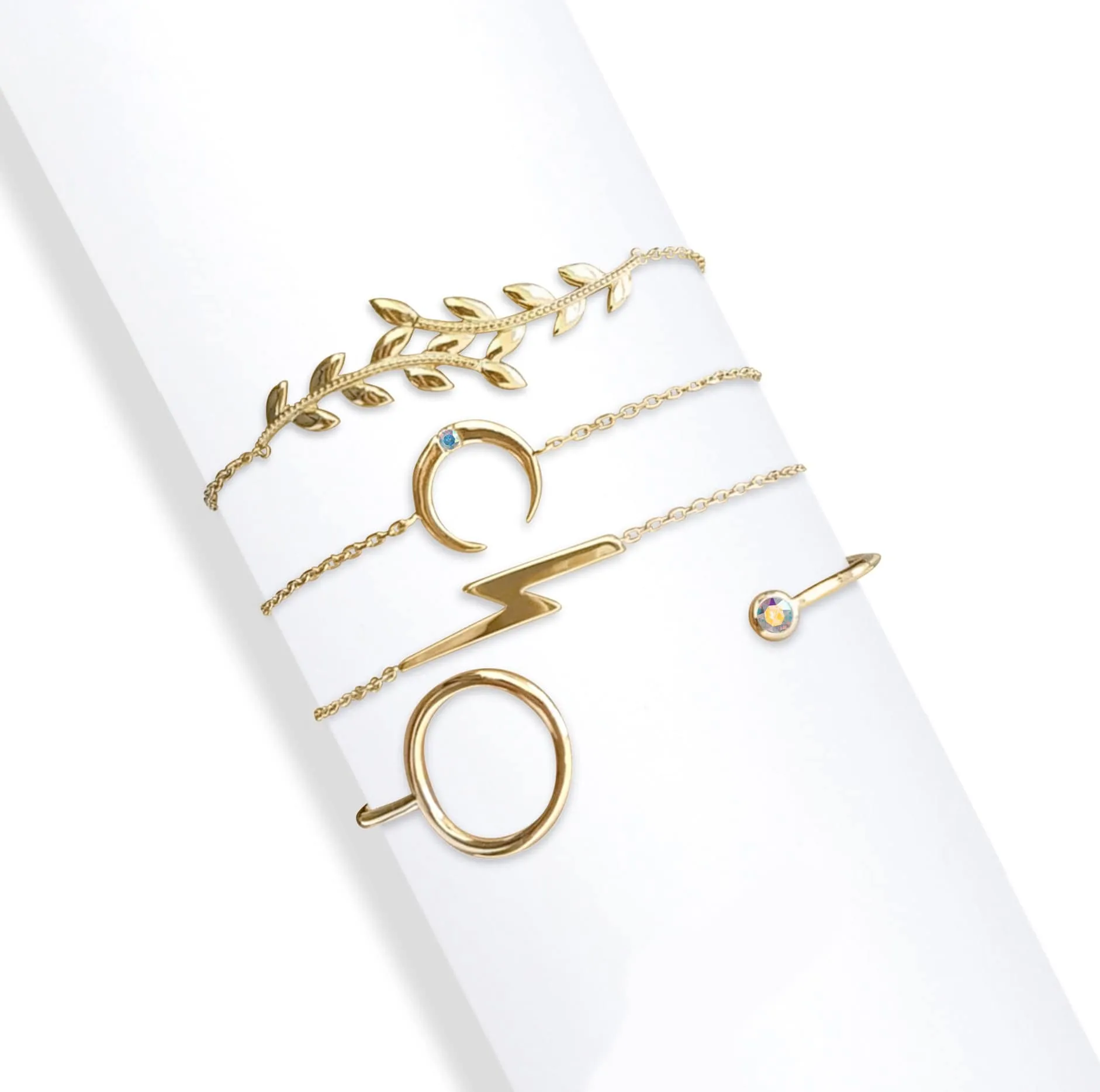 Gold Ab Lightning & Moon Swarovski Crystal Bracelet – Set Of 4 Bracelets Bangles sold by Zulily