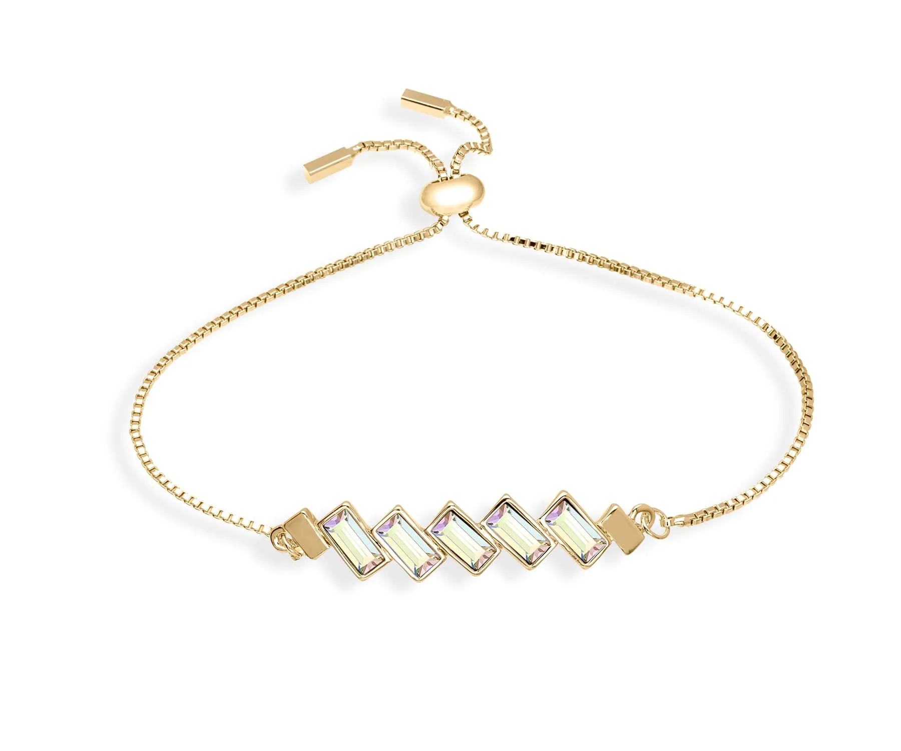 Gold Aurora Borealis Swarovski Crystal Bracelet – Baguette Crystal Adjustable Bracelet sold by Zulily