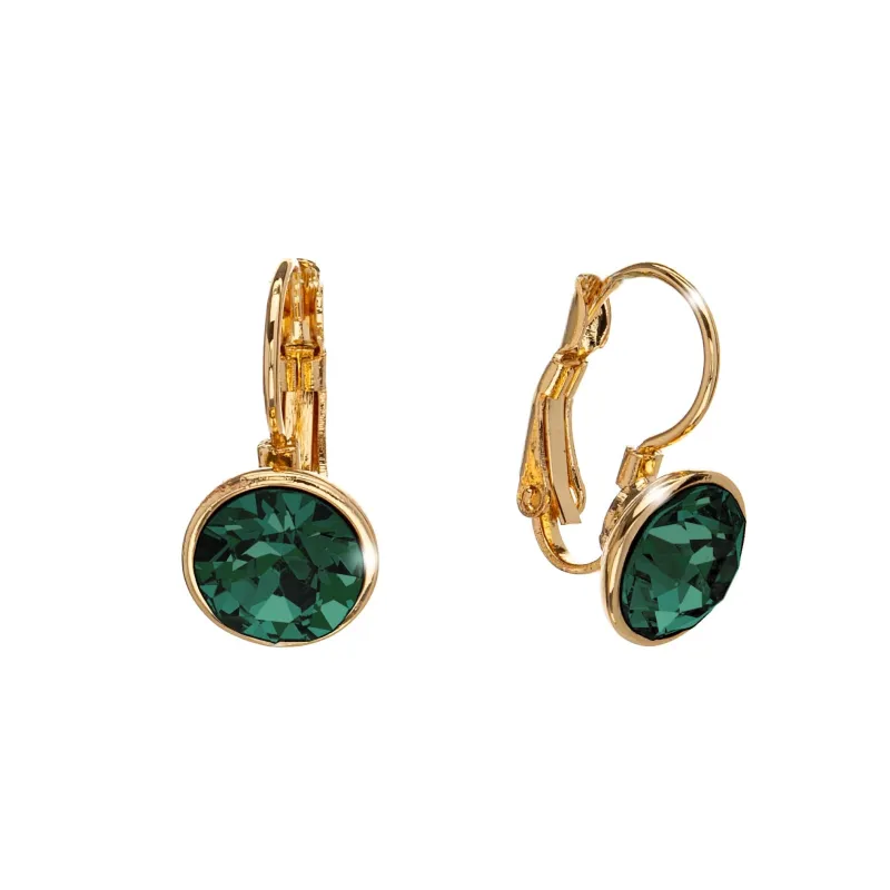 Gold Emerald Swarovski Crystal Earrings – Gold Crystal Leverback Everyday Earrings sold by Zulily