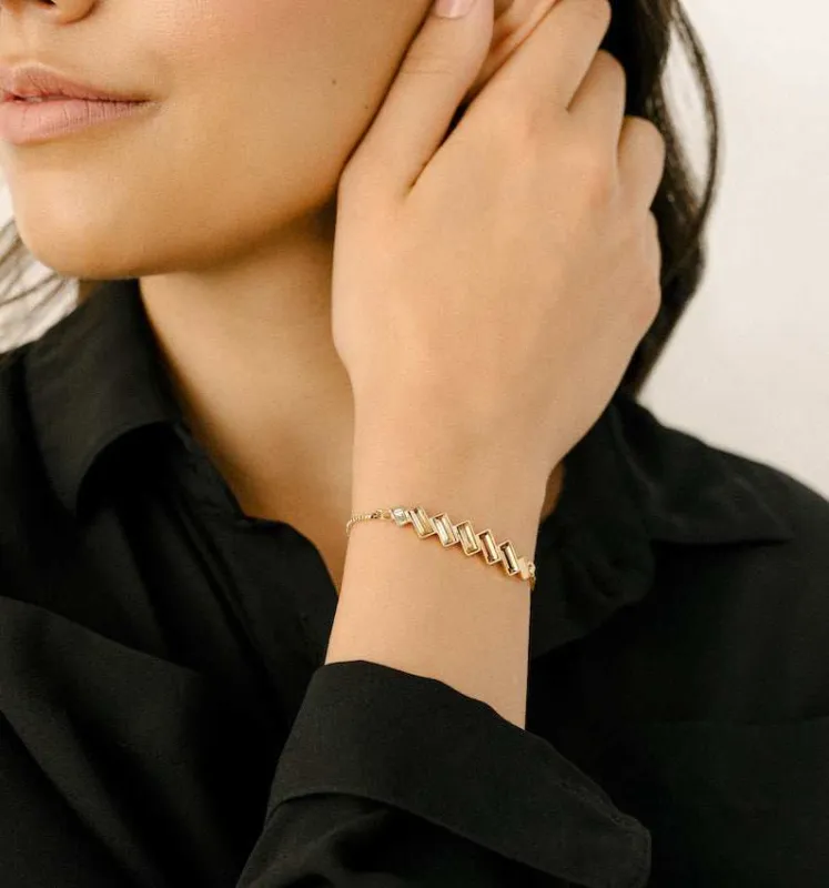 Gold Topaz Swarovski Crystal Bracelet – Baguette Crystal Adjustable Bracelet sold by Zulily