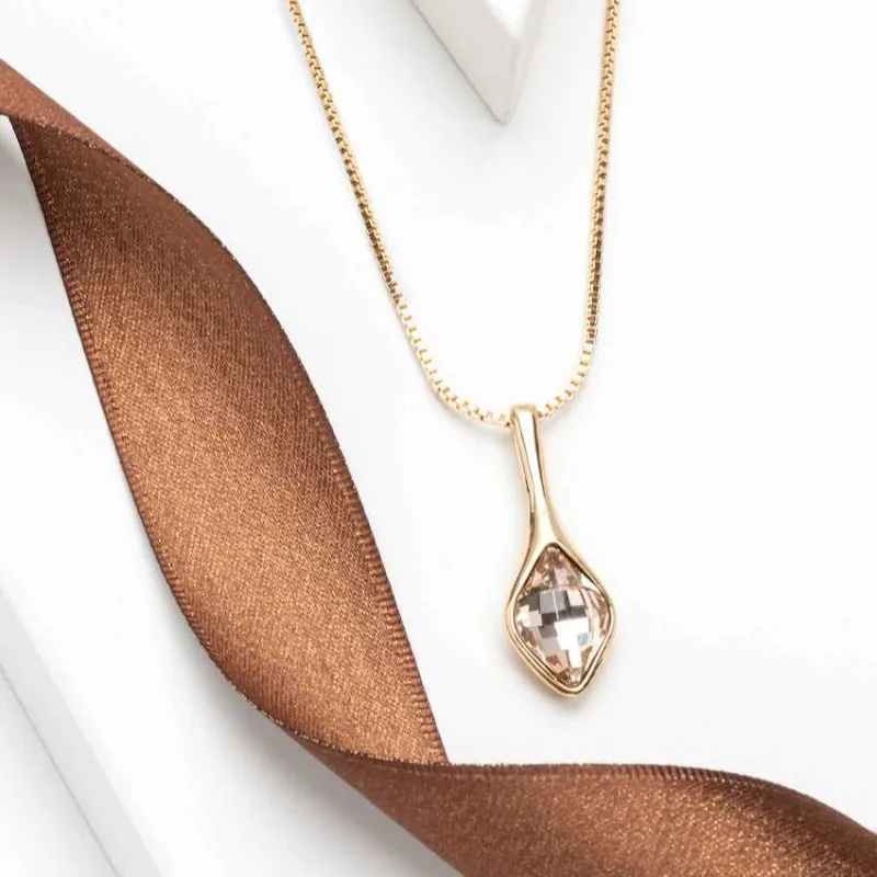 Gold Silk Swarovski Crystal Necklace – Tulip Marquis Crystal Pendant Necklace sold by Zulily