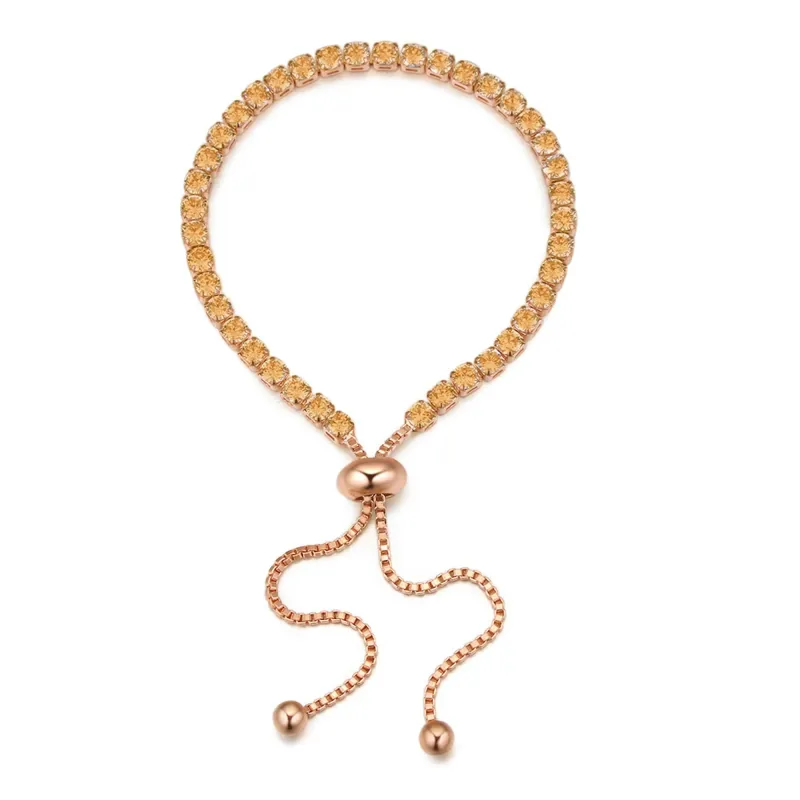 Gold Topaz Swarovski Crystal Bracelet – Classic Crystals Adjustable Tennis Bracelet sold by Zulily