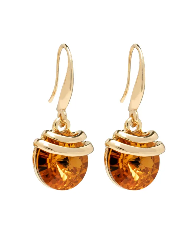 Gold Topaz Swarovski Crystal Earrings – Gold Spring Drop Crystal Earrings sold by Zulily