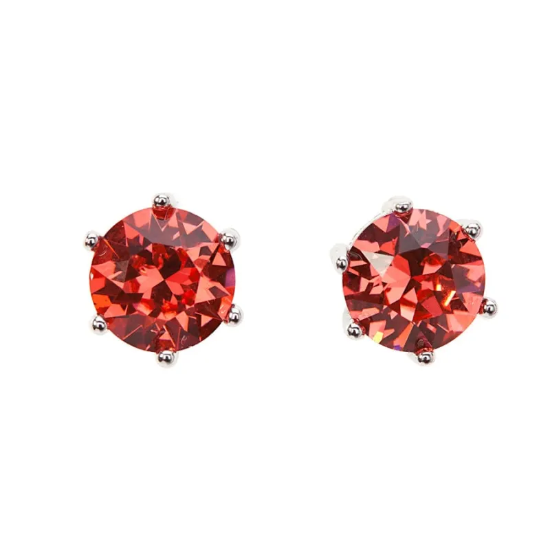 Padparadcha Swarovski Crystal Earrings – Jet Silvertone Round Swarovski Crystal Stud Earrings sold by Zulily