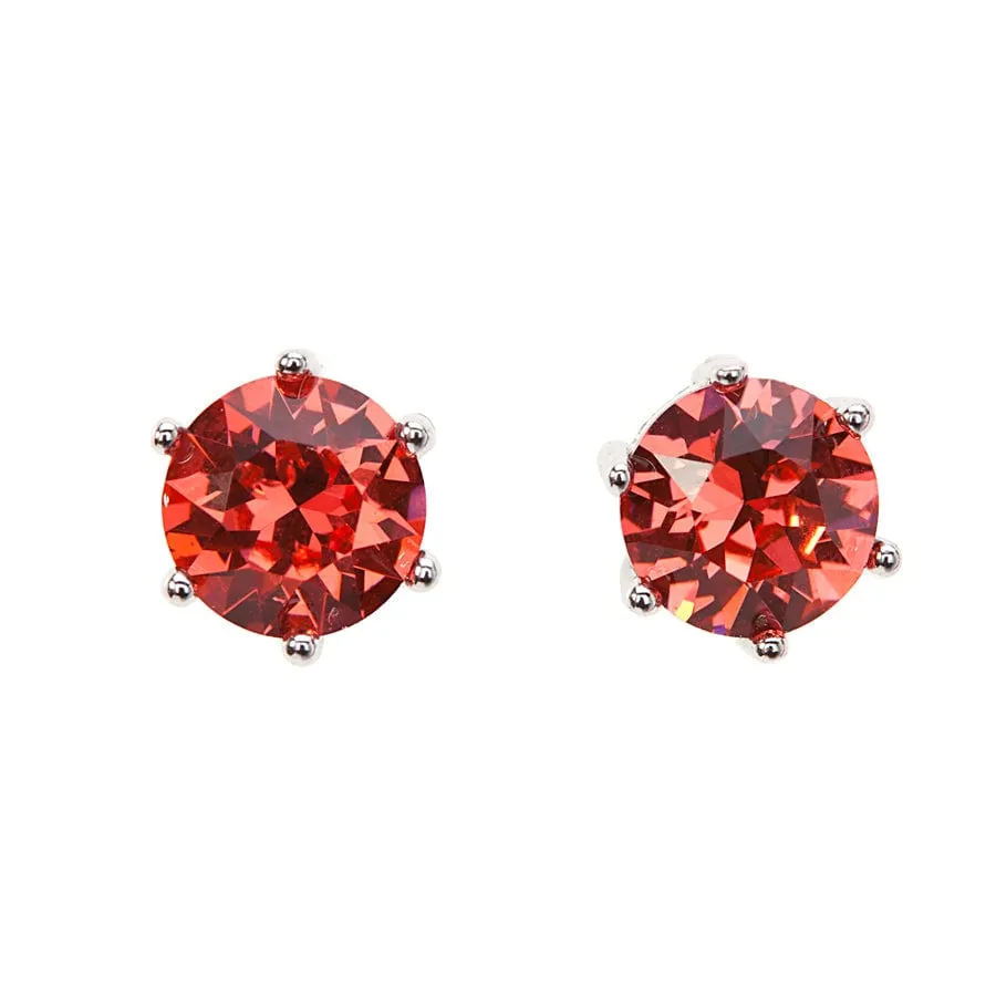 Padparadcha Swarovski Crystal Earrings – Jet Silvertone Round Swarovski Crystal Stud Earrings sold by Zulily