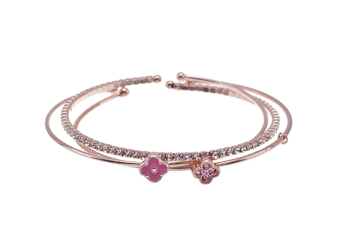 Pink Swarovski Crystal Bracelet – Rose Goldtone White Flower Swarovski Crystal Bracelet Set sold by Zulily