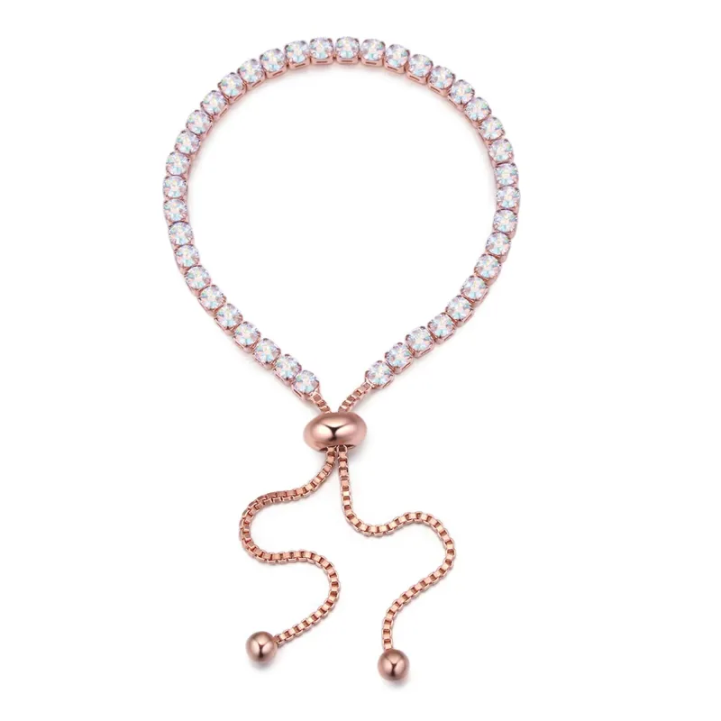 Rose Gold Ab Swarovski Crystal Bracelet – Classic Crystals Adjustable Tennis Bracelet sold by Zulily
