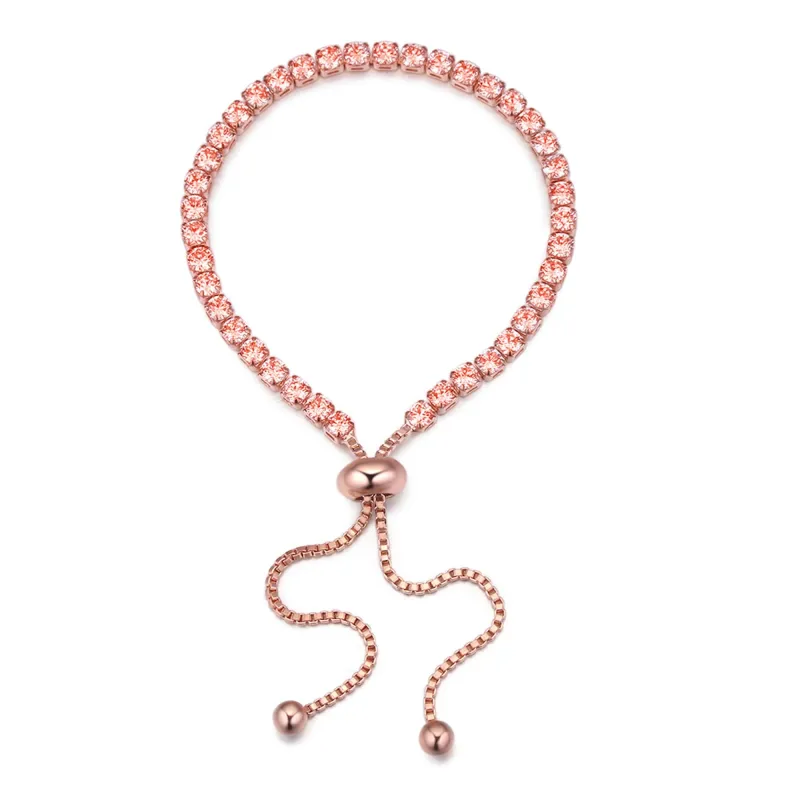 Rose Gold Peach Swarovski Crystal Bracelet – Classic Crystals Adjustable Tennis Bracelet sold by Zulily