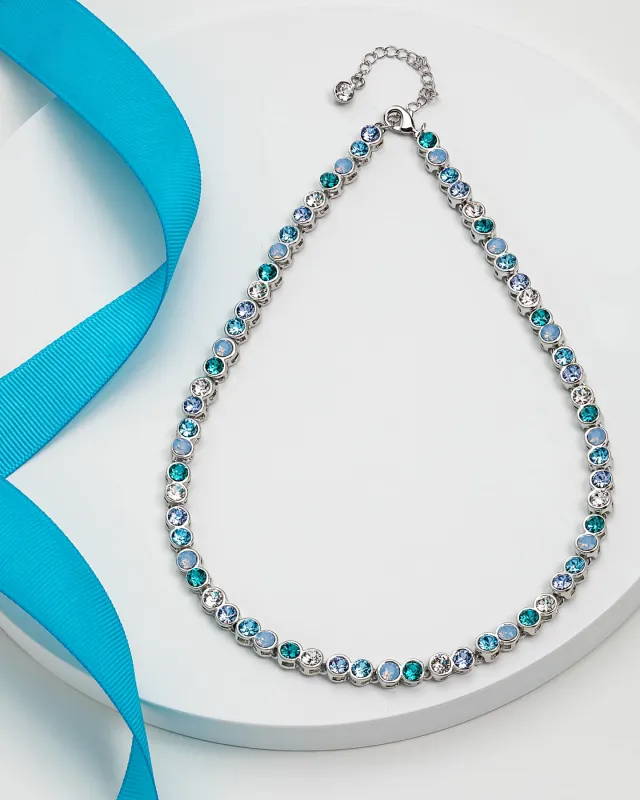 Sapphire Opal Mix Swarovski Crystal Necklace – Crystal Tennis Collar Necklace With Swarovski sold by Zulily
