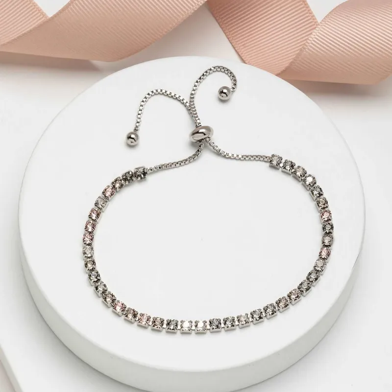 Silk Mix Swarovski Crystal Bracelet – Blue Green Mix Swarovski Crystal Adjustable Tennis Bracelet sold by Zulily