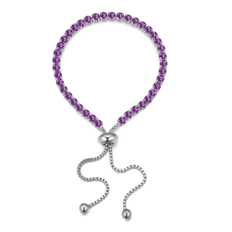 Silver Amethyst Swarovski Crystal Bracelet – Classic Crystals Adjustable Tennis Bracelet sold by Zulily