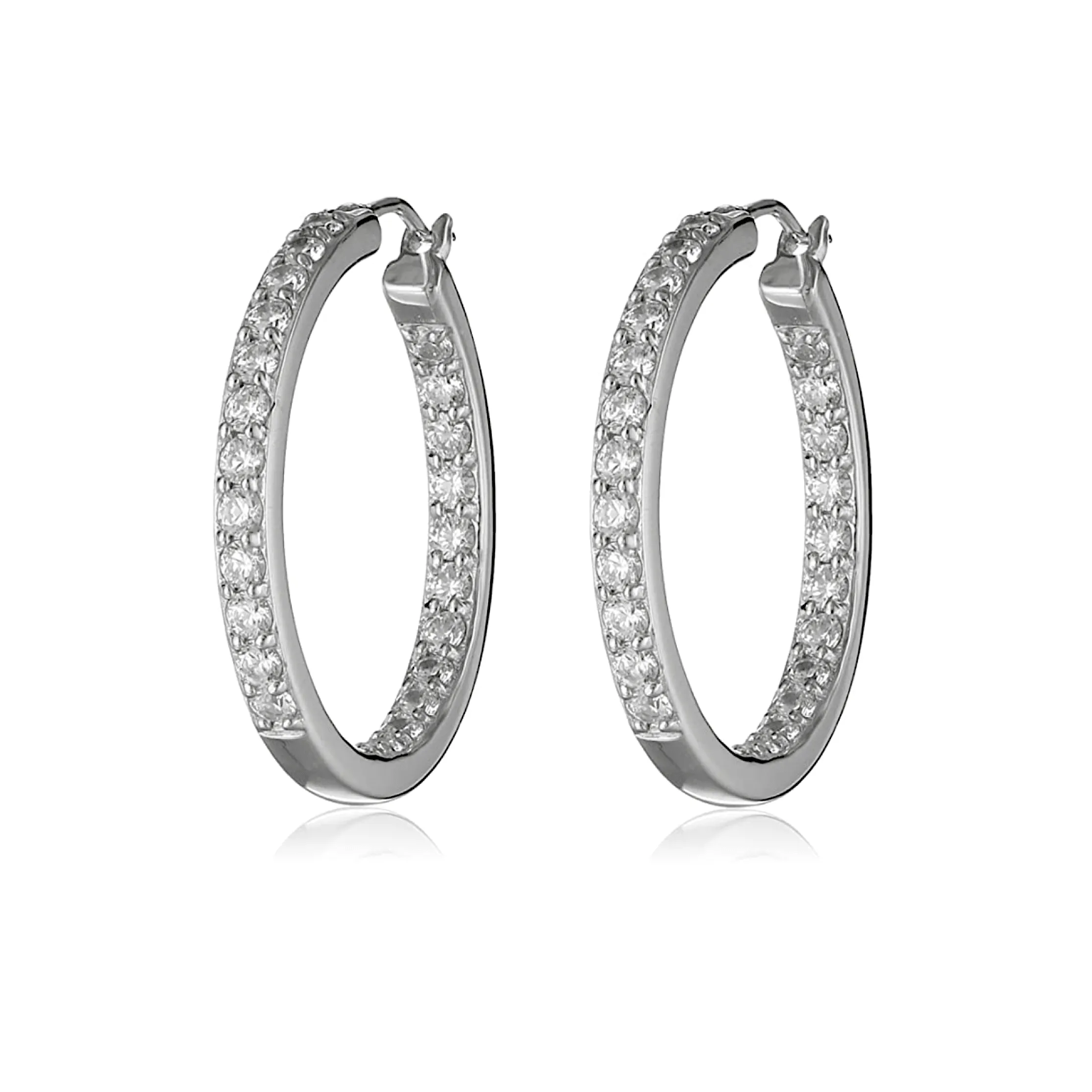 Silver Clear Swarovski Crystal Earrings – Double Sided Crystal Hoop Earrings sold by Zulily