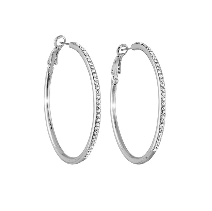 Silver Clear Swarovski Crystal Earrings – Classis Hoop Earrings With Clear Swarovski Crystals sold by Zulily