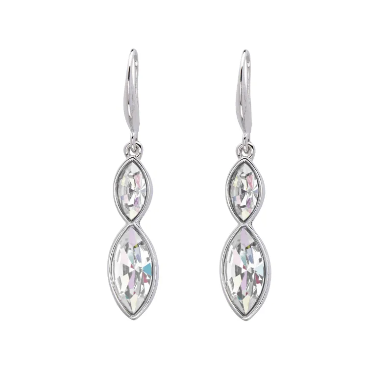 Silver Clear Swarovski Crystal Earrings – Dual Crystal Marquis Drop Earrings sold by Zulily