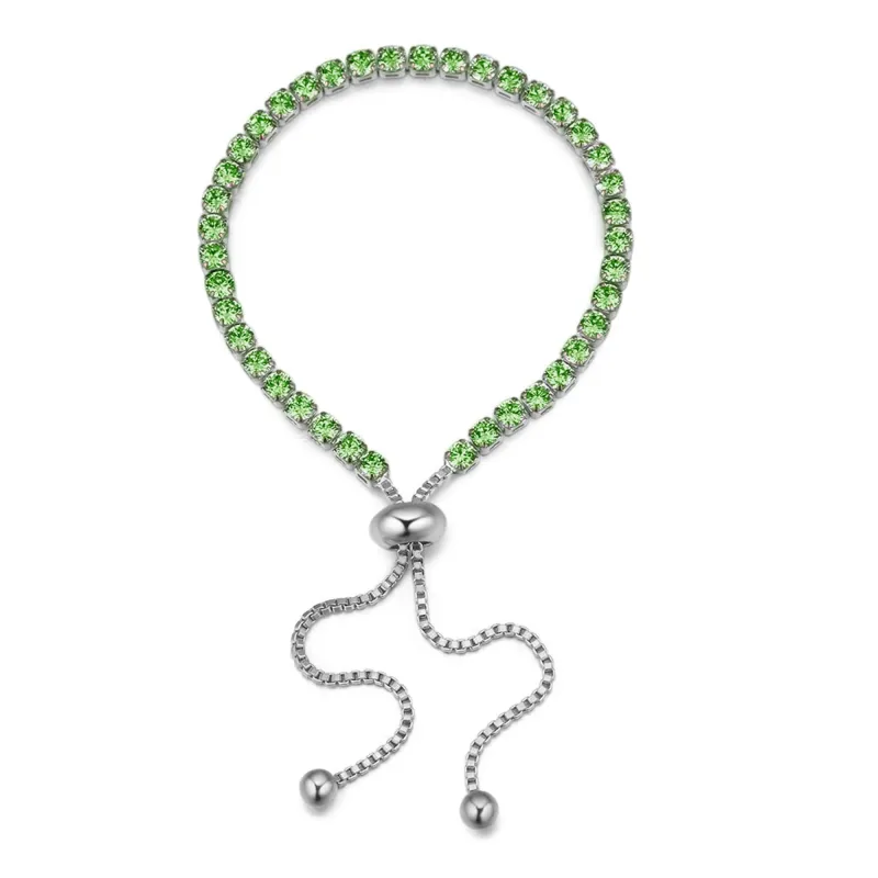 Silver Peridot Swarovski Crystal Bracelet – Classic Crystals Adjustable Tennis Bracelet sold by Zulily