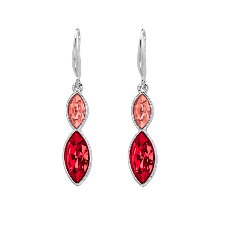 Silver Siam Padparadscha Mix Swarovski Crystal Earrings – Dual Crystal Marquis Drop Earrings sold by Zulily