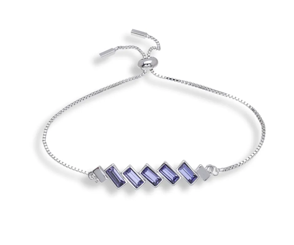 Silver Tanzanite Swarovski Crystal Bracelet – Baguette Crystal Adjustable Bracelet sold by Zulily