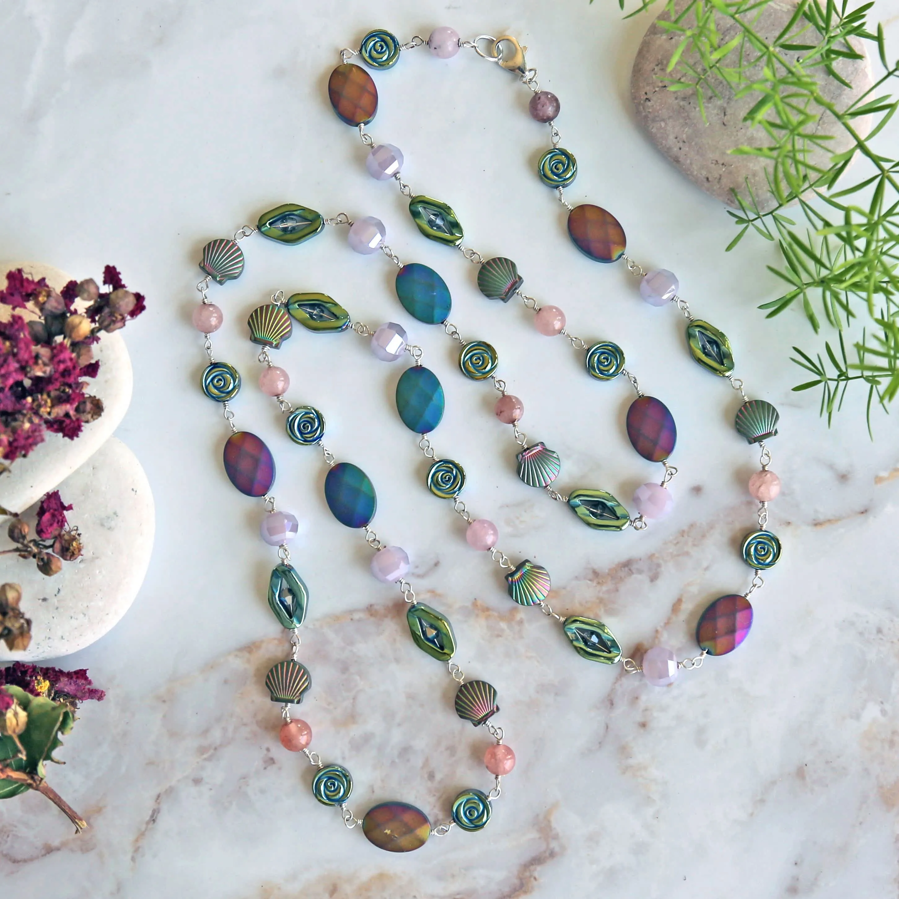 MGR Women's Iridescent Rainbow Bead Necklace & Earring Set sold by Zulily product image thumbnail 2