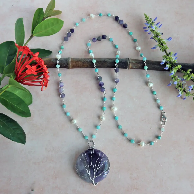 MGR Amethyst Tree of Life Pendant Necklace and Earrings set sold by Zulily