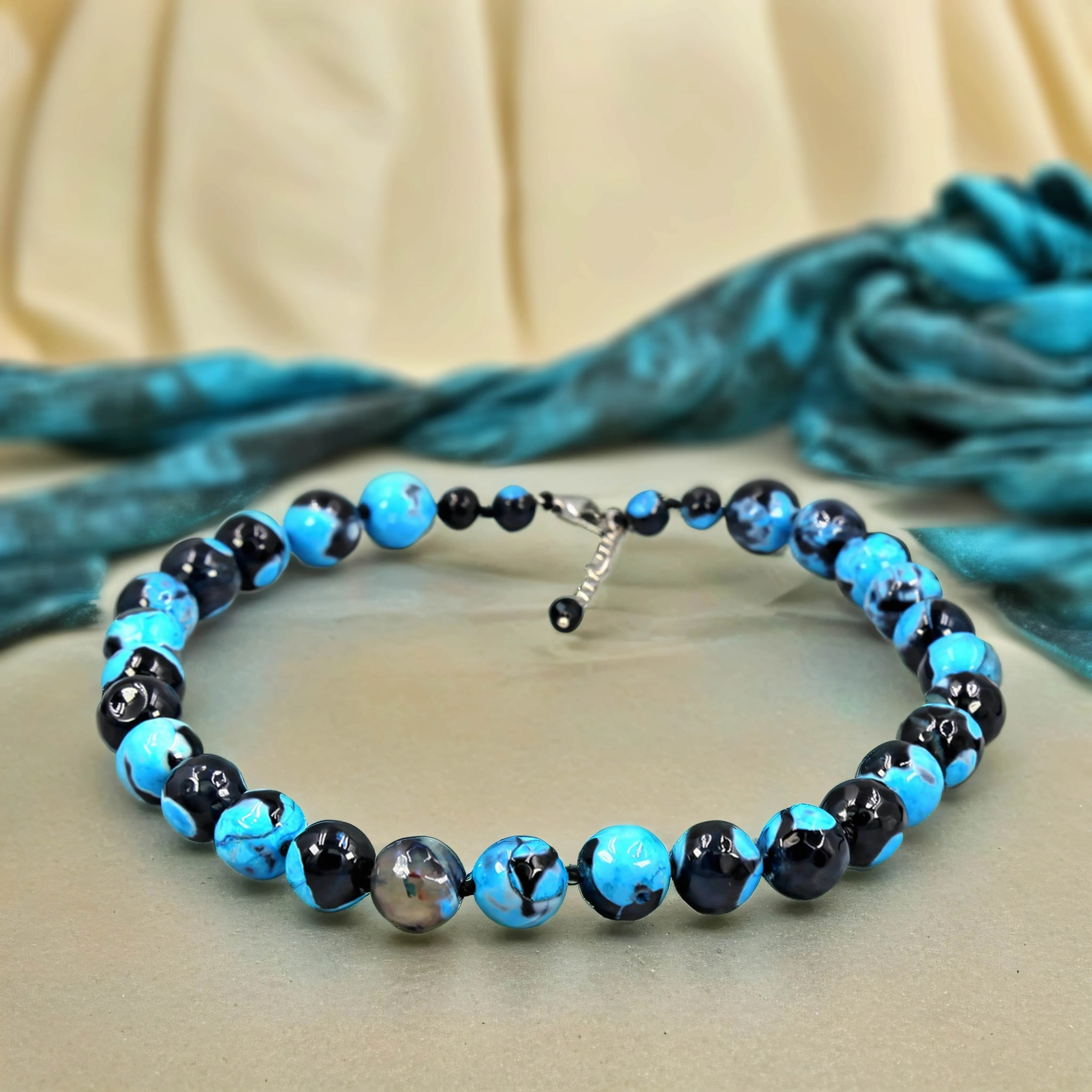MGR Women's Blue Agate Beaded Necklace & Earrings Set sold by Zulily product image thumbnail 2