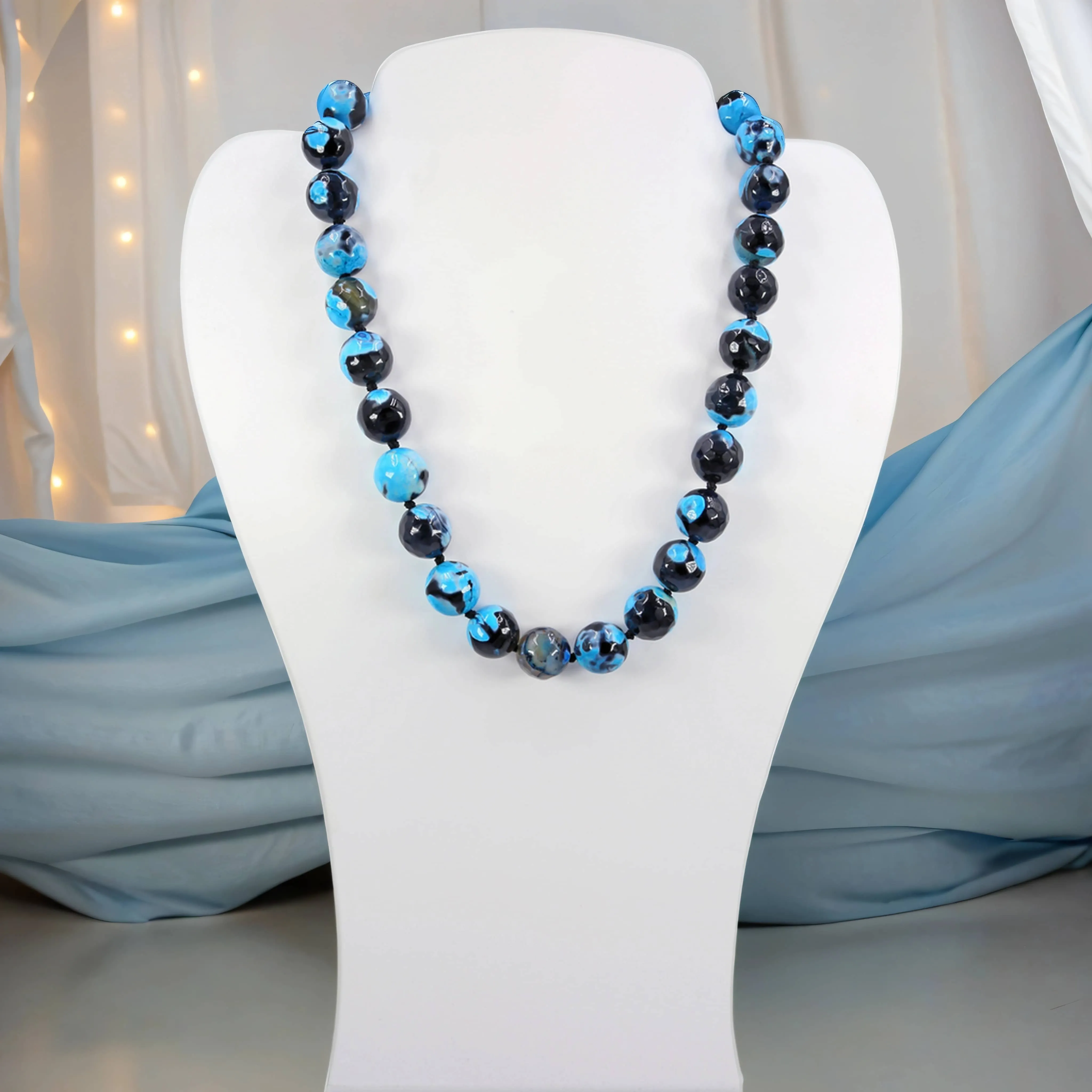 MGR Women's Blue Agate Beaded Necklace & Earrings Set sold by Zulily product image thumbnail 3