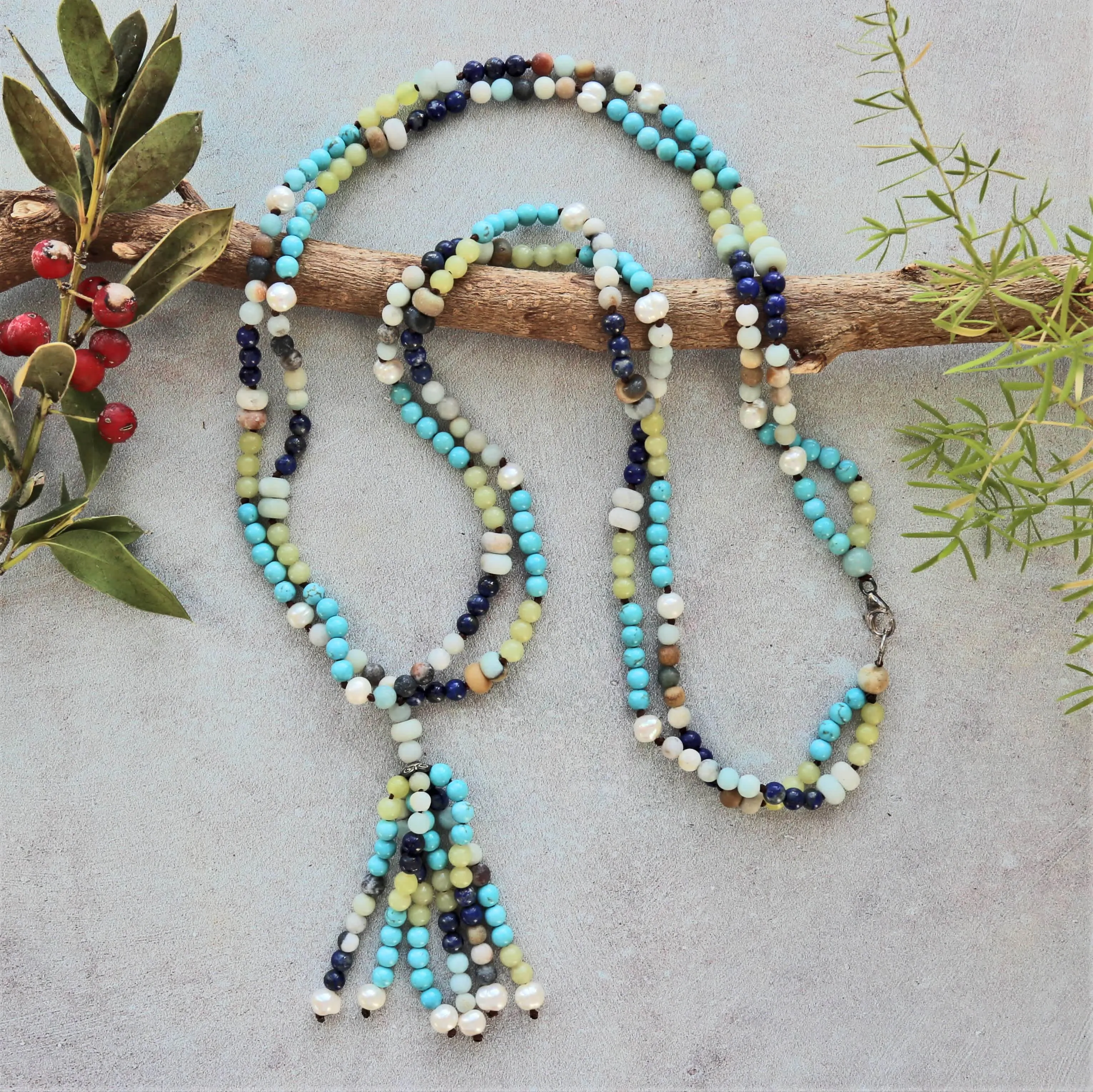 MGR Women's Multi-Gemstone Tassel Necklace sold by Zulily