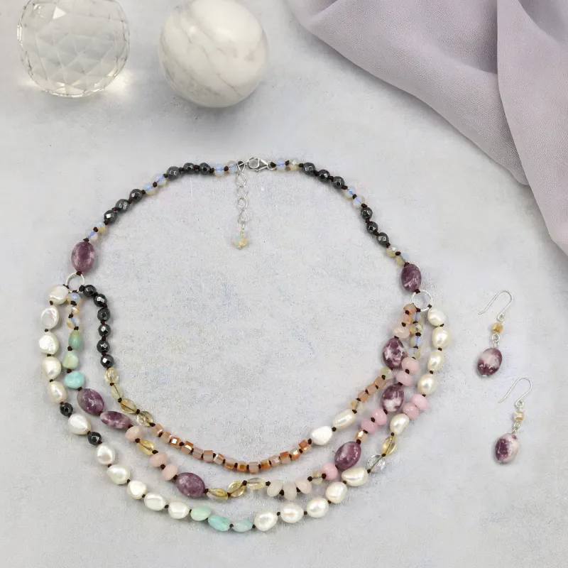 MGR Women's Multi-Gemstone & Cultured Pearl Layered Necklace Set sold by Zulily