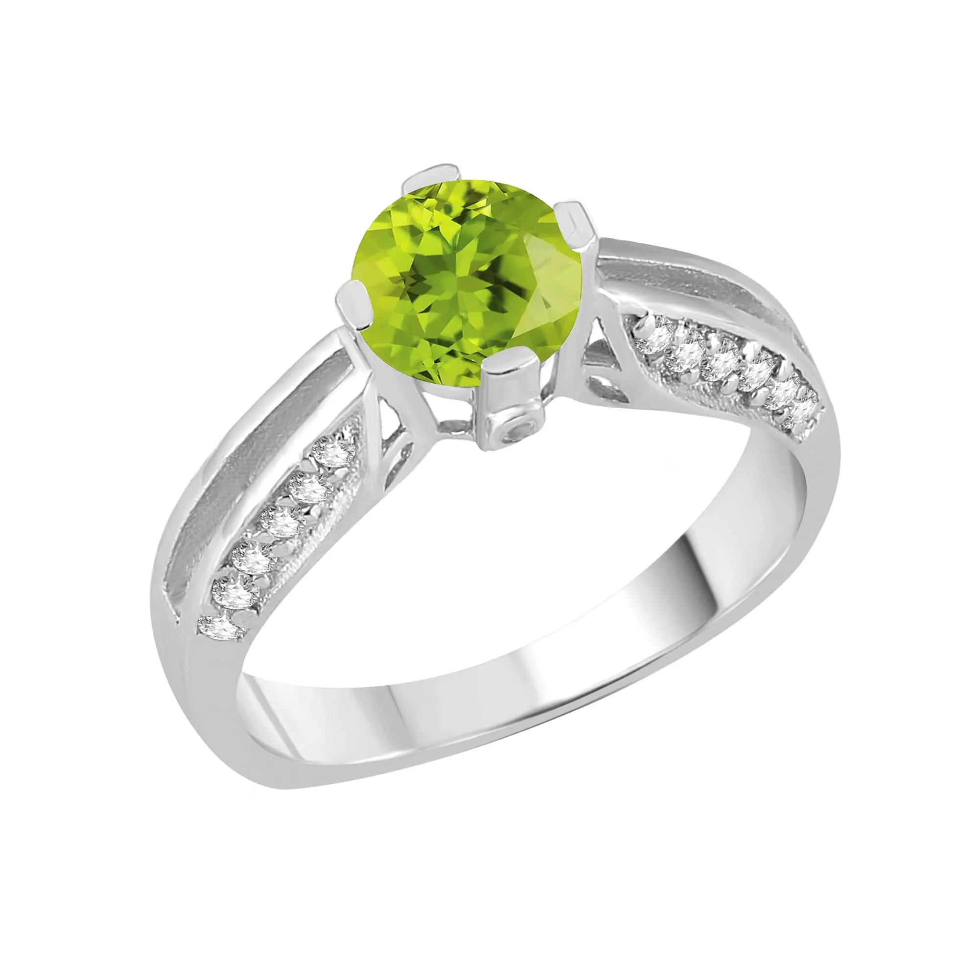 Natural Peridot and White Topaz Sterling Silver Classic Solitaire Ring sold by Zulily product image thumbnail 5