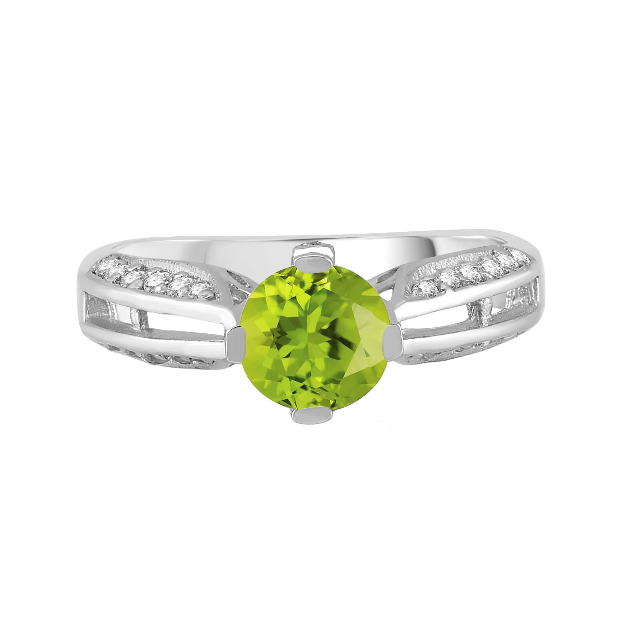 Natural Peridot and White Topaz Sterling Silver Classic Solitaire Ring sold by Zulily product image thumbnail 3
