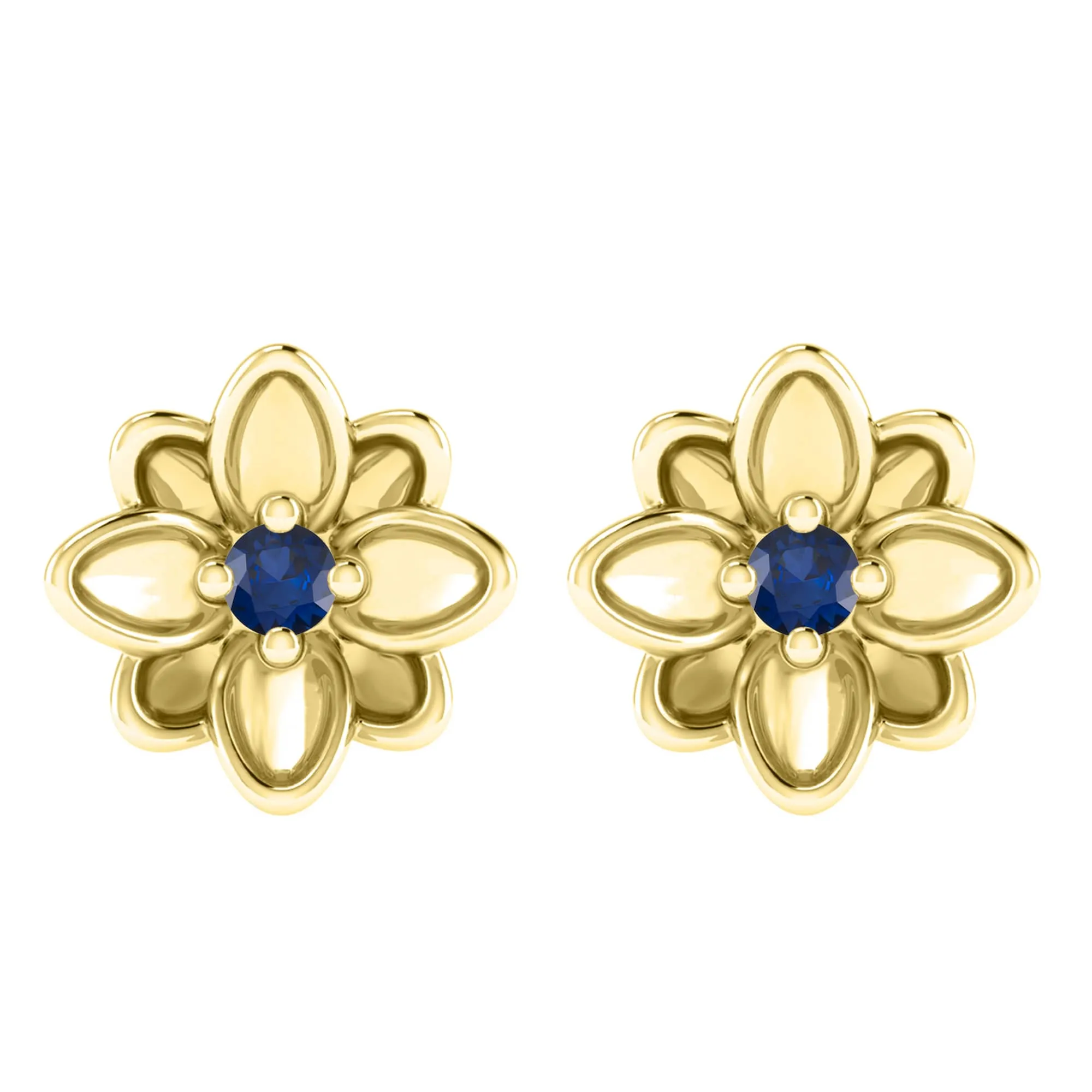 Gold over Sterling Silver Blue Sapphire Flower Stud Earrings sold by Zulily product image thumbnail 2