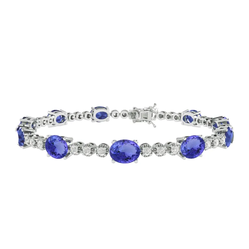 Sterling Silver 10.50CT Natural Tanzanite and White Topaz Tennis Bracelet sold by Zulily