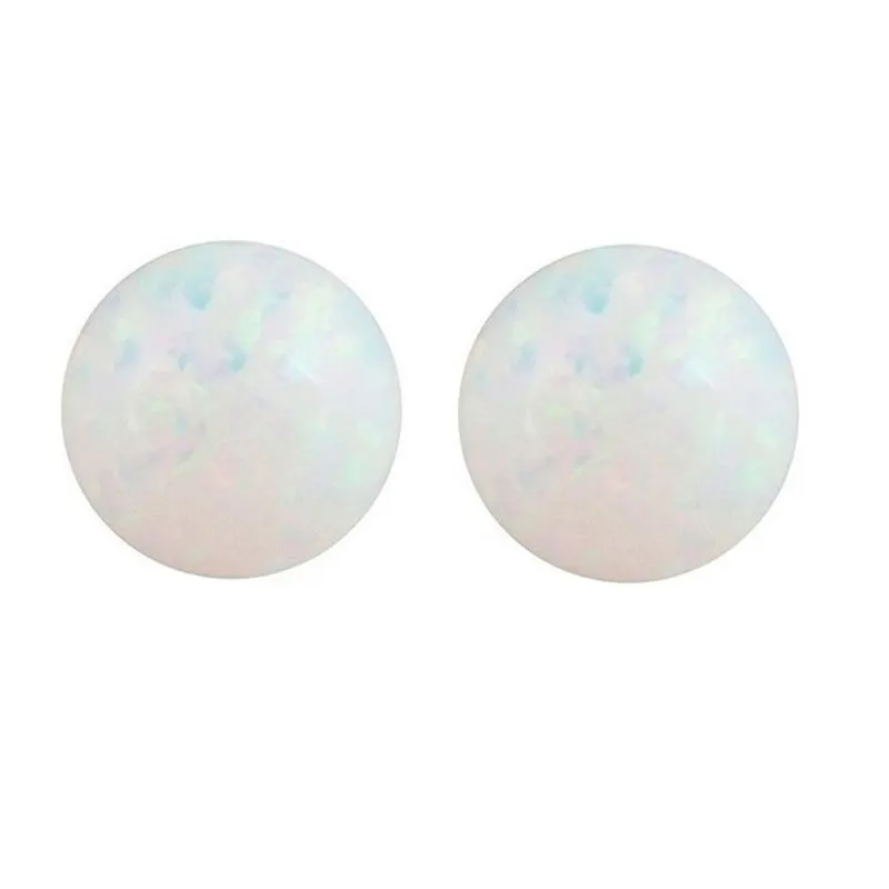 Round 6MM White Opal Bead Sterling Silver Stud Earrings sold by Zulily
