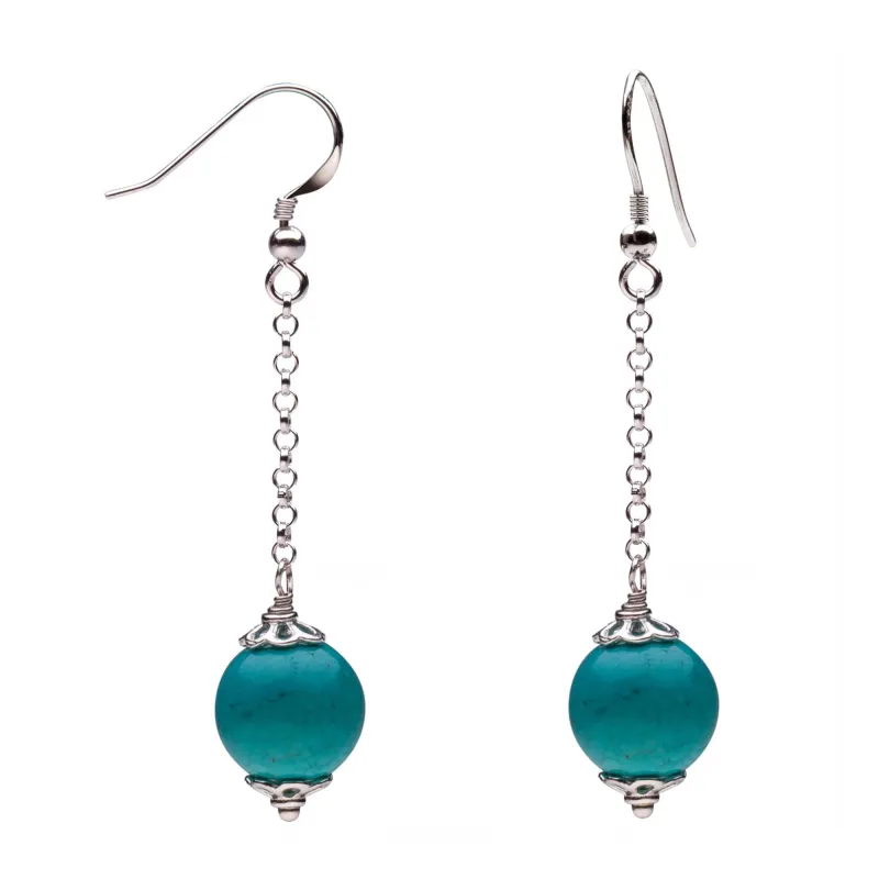 Sterling Silver Turquoise Bead Dangle Earrings sold by Zulily