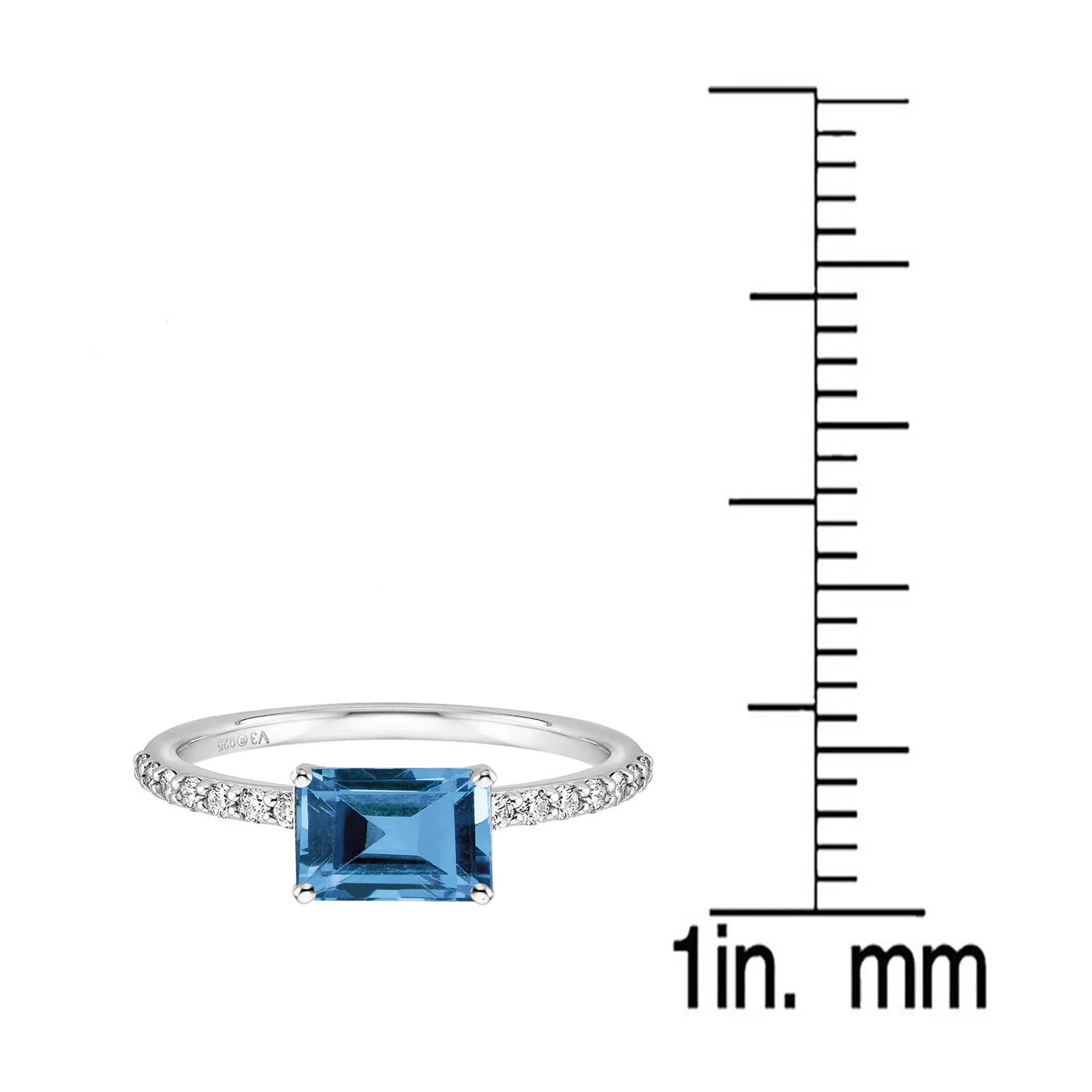 Sterling Silver Emerald Cut Natural London Blue Topaz and White Topaz Engagement Ring sold by Zulily product image thumbnail 3