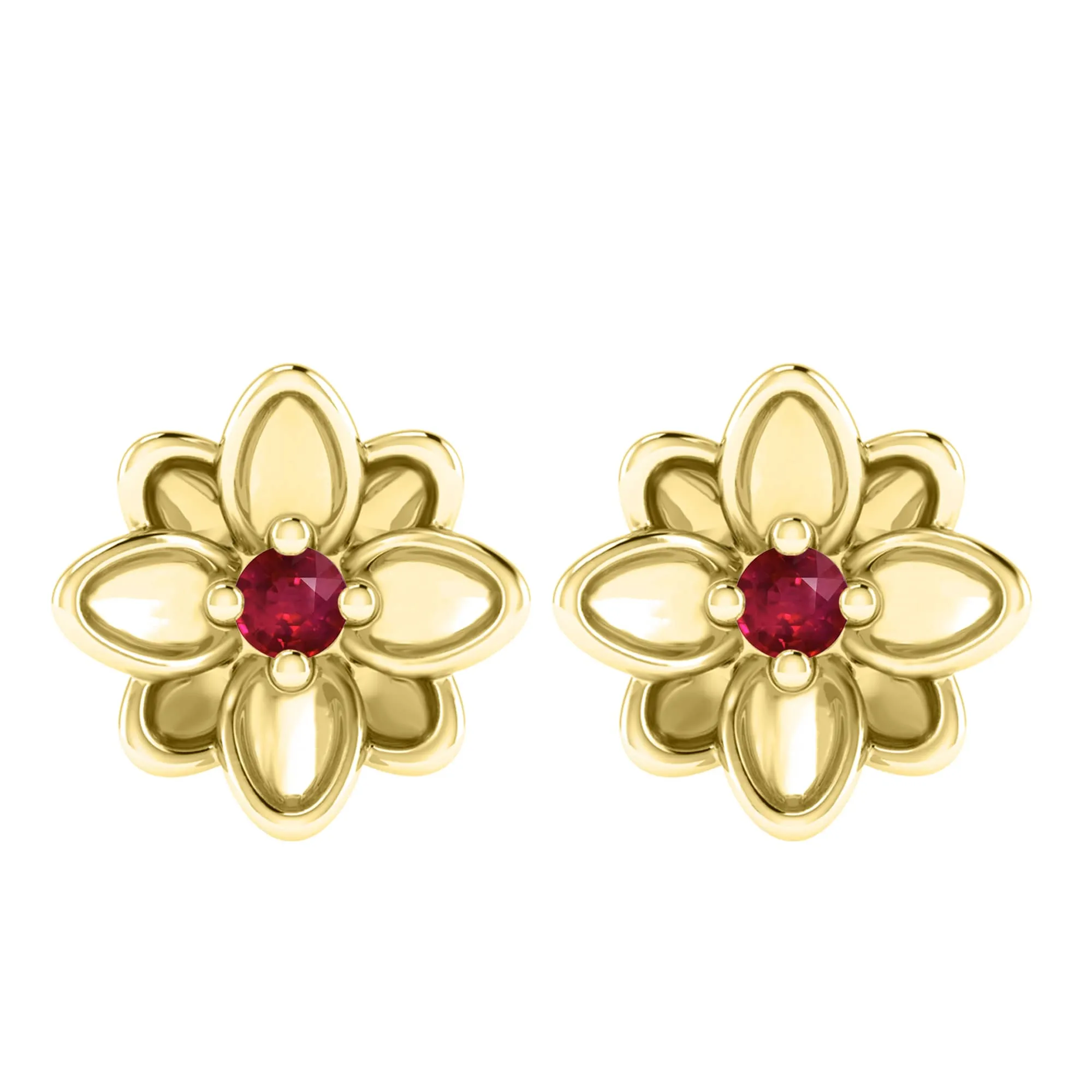 Ruby Gold Over Sterling Silver Flower Stud Earrings sold by Zulily product image thumbnail 2