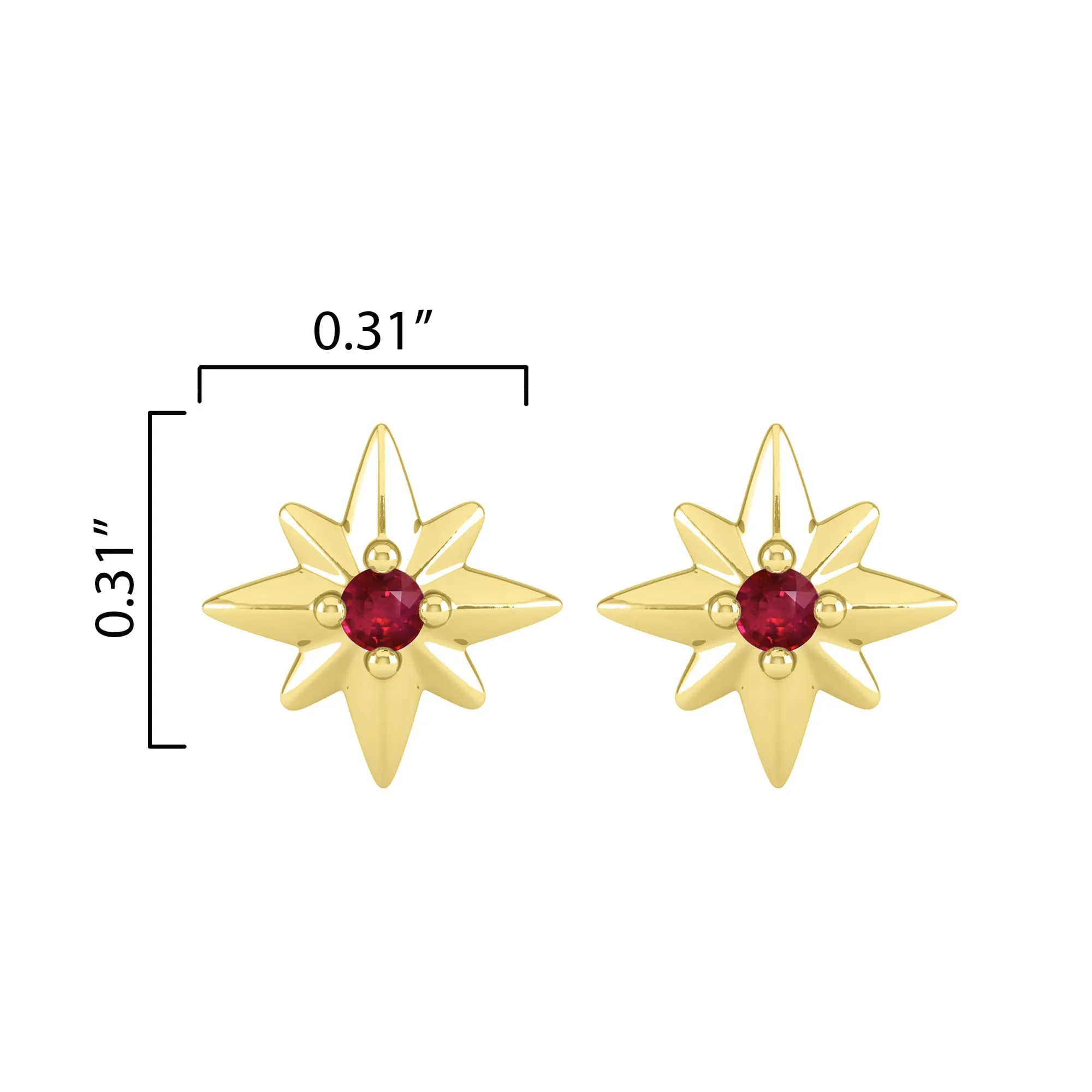 Gold over Sterling Silver Ruby Star Stud Earrings sold by Zulily product image thumbnail 3