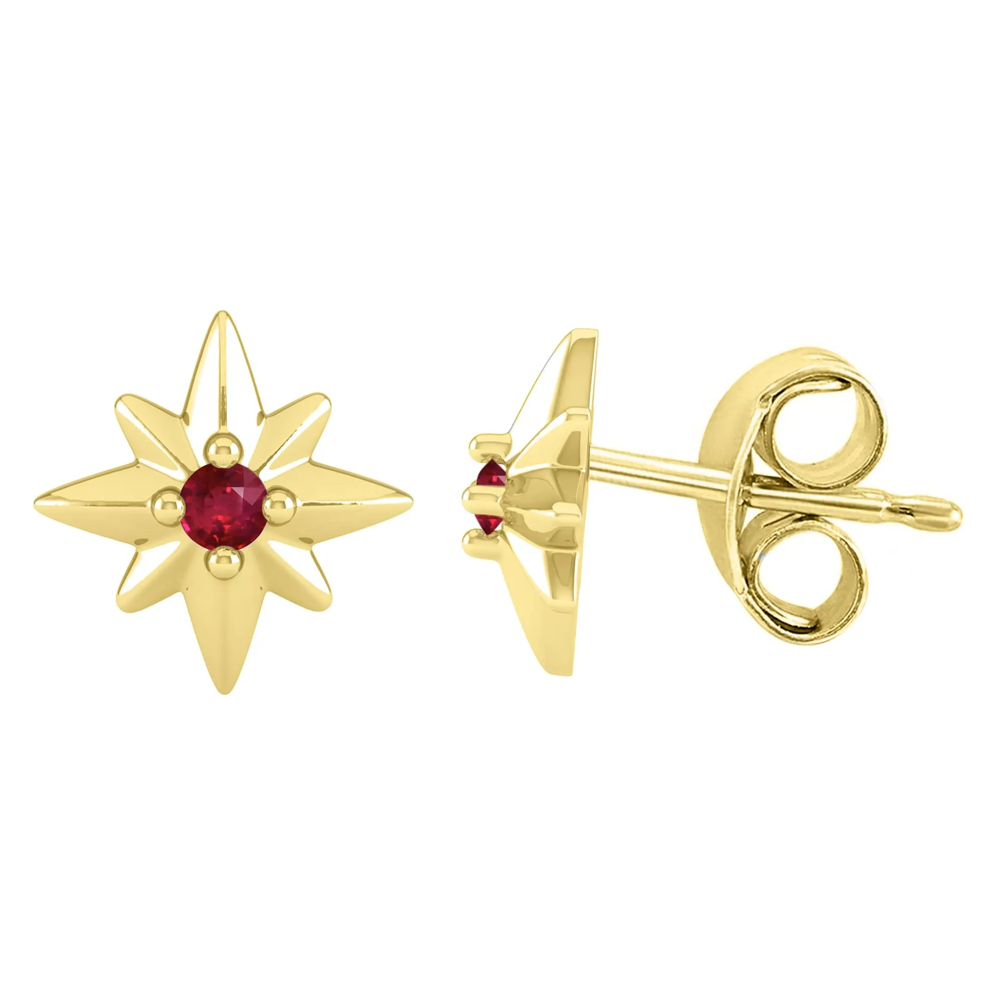Gold over Sterling Silver Ruby Star Stud Earrings sold by Zulily