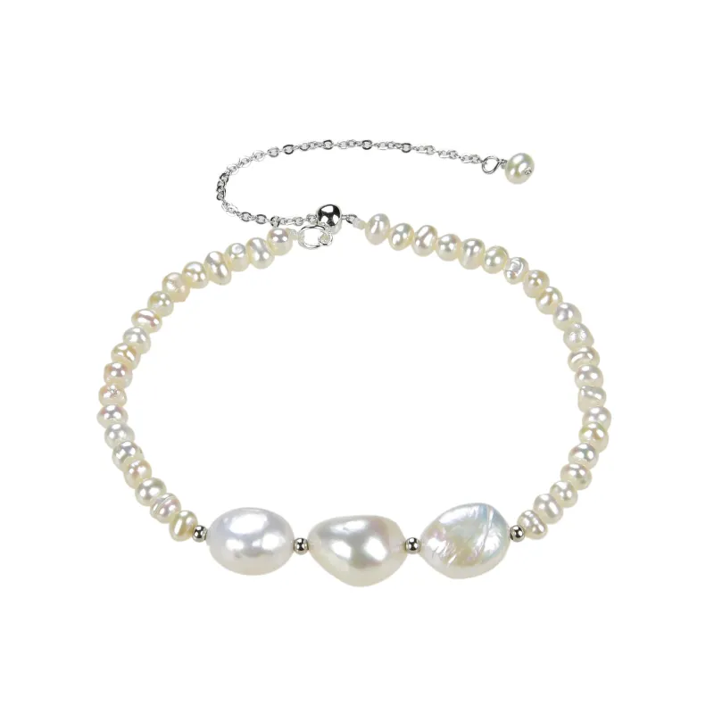 V3 Jewelry Sterling Silver Freshwater Pearl Adjustable Beaded Bracelet sold by Zulily